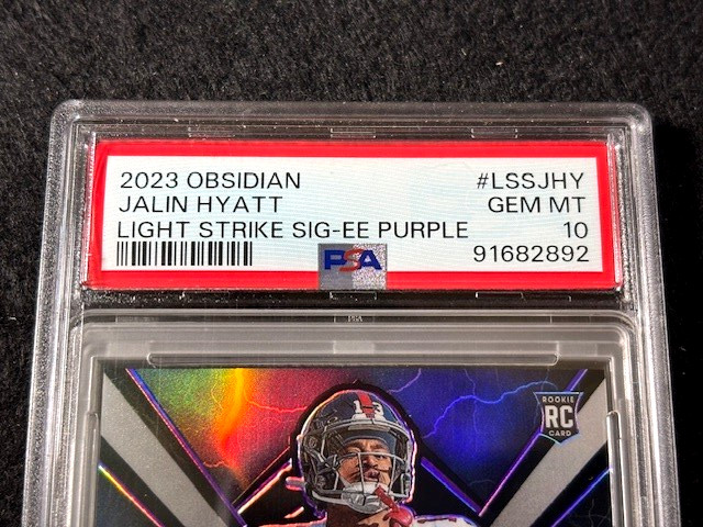 2023 Obsidian Jalin Hyatt Lightning Strike Signature Purple PSA 10 Auto RC /75 view 4
