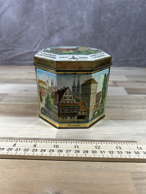 Wicklein Lebkuchen Tin, vintage 8 sided gingerbread tin from Nuremberg, Germany