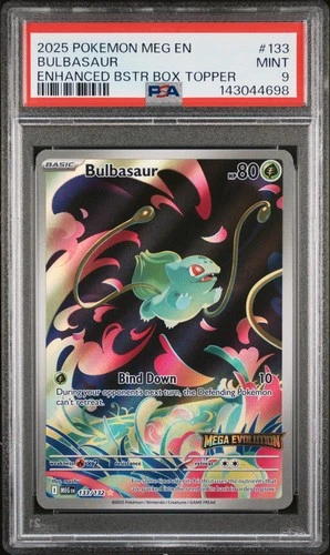 2025 POKEMON MEG EN-MEGA EVOLUTION ENHANCED BOOSTER BOX TOPPER BULBASAUR PSA 9