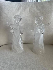 ANGEL STATUES  (2) LUCITE/ CLEAR ACRYLIC - NWT