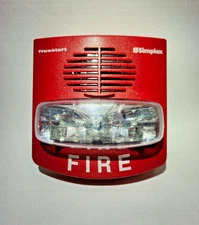 Simplex 4906-9131 Weatherproof Horn Strobe w/ 4905-9828 Back Box Enclosure Red