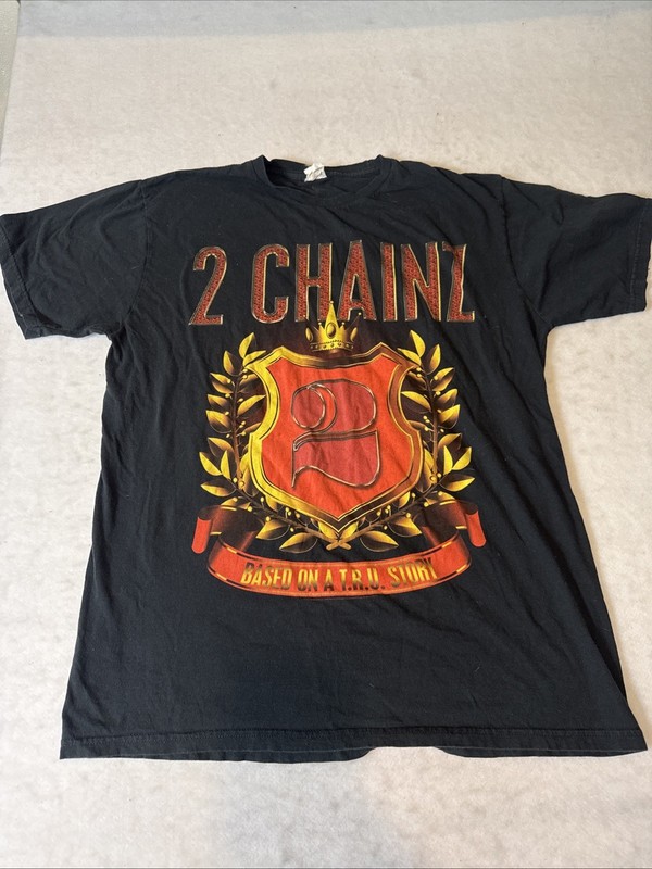 2 Chainz Mens Graphic Black T Shirt Size XL Crew Neck 100% Cotton Short Sleeve