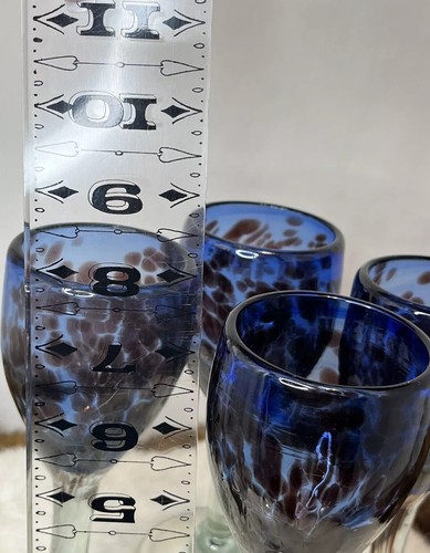 Vintage Set Of 4 Cobalt Blue Handblown Wine Glasses - Picture 6 of 9