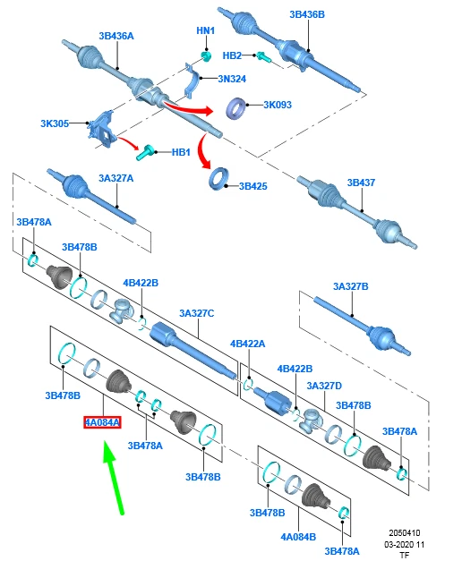 FORD TRANSIT CUSTOM MK1 Front Inner And Outer Boot Kit 2546972 NEW 