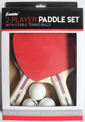Franklin 2 Player Paddle Set w/ 3 Table Tennis Balls Ping Pong Set