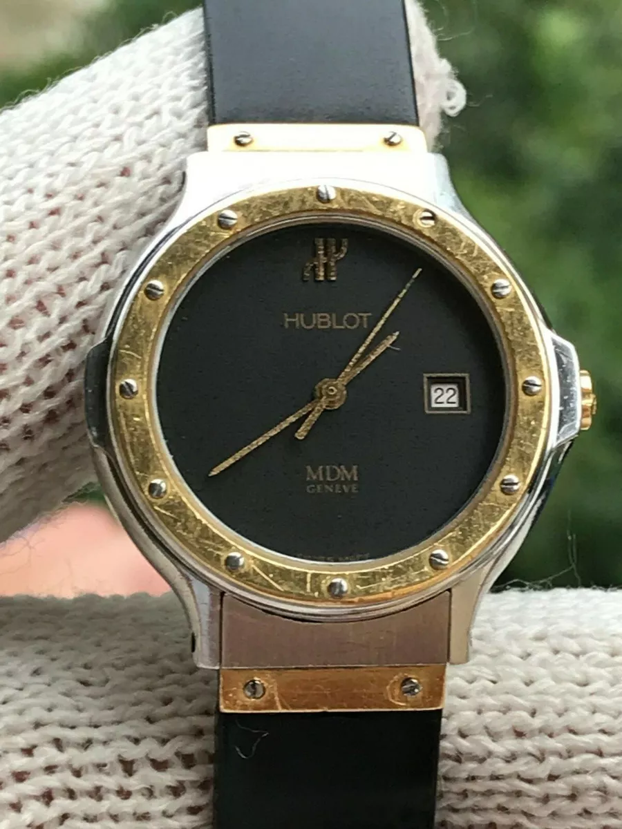 HUBLOT MDM GENEVE QUARTZ 1391.2 GOLD 18k STEEL DATE LADY 28mm