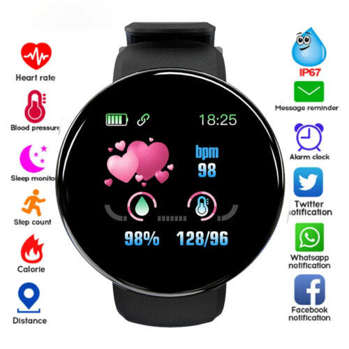 Smart Watch Sportivo Impermeabile Bracciale Frequenza Cuore Pressione Sangue Fitness Tracker - Foto 1 di 28