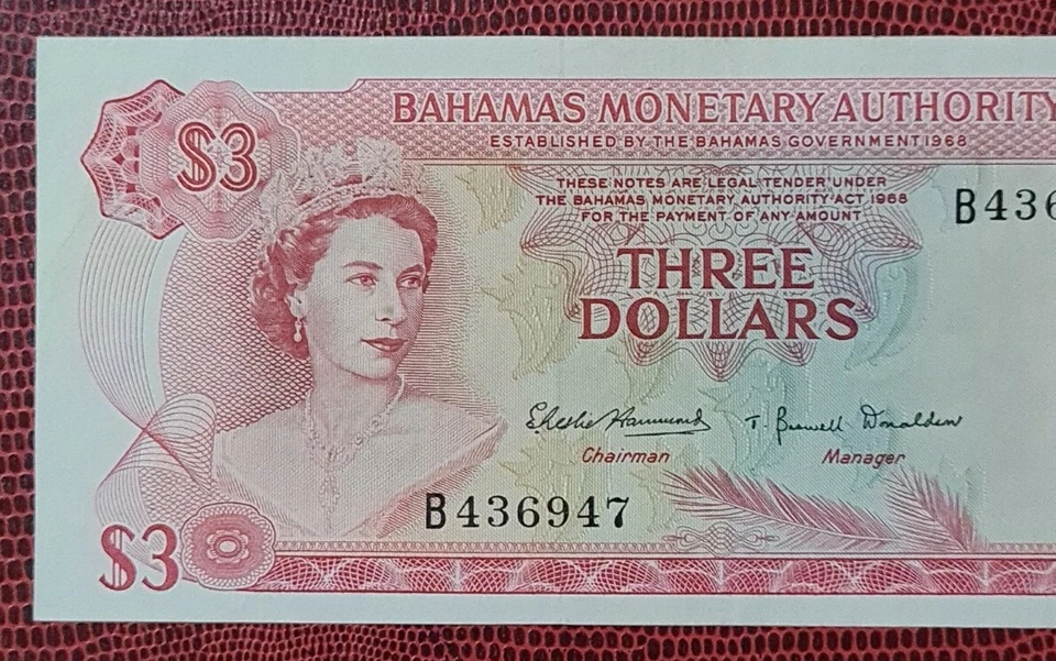 1968 BAHAMAS $3 QE ll @ EF+【P-28a】 - Image 3 of 4