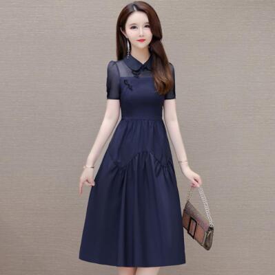 Women's Summer New Korean Slim Fit Dress Short Sleeve Pullover A