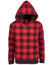 Ideology Unisex Fleece Little Kids Buffalo Checkered Hoodie Red Size 6-7, 40 NWT