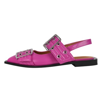 Women's Slingback Low Heels Ankle Buckle Flats Sandals Pointed Toe Pumps Shoes