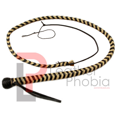 indiana Jones Style whip Natural Cow Hide Leather 4 Feet Long 8 Plaits Bullwhip