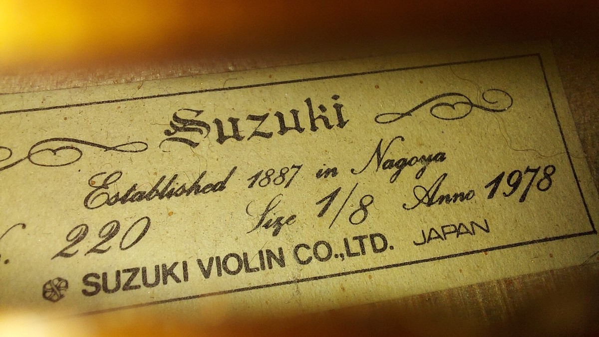 ☆鈴木バイオリン　バイオリン　1/8　No.220　1978年製　スズキ Suzuki No. 220 size 1/8 Violin, Japan 1978, Good Condition