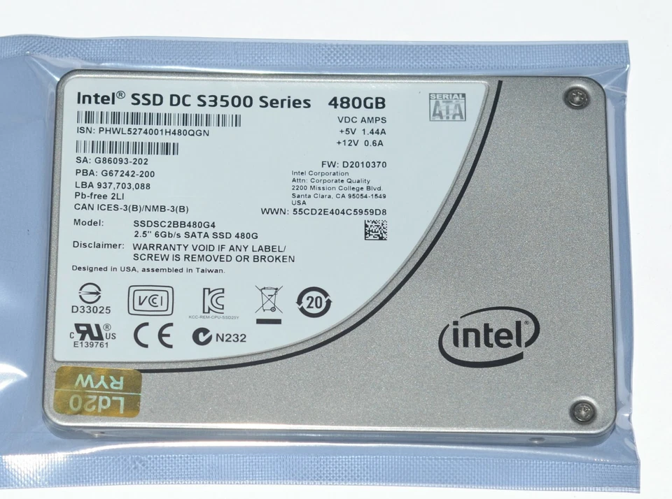 Intel 480GB SSD DC S3500 6Gb/s 2.5inch SATA SSDSC2BB480G4 Solid State Drive - Image 2 of 3