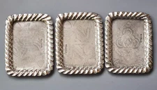 Set of 3 Victorian Sterling Silver Playing Card Trays by Richard Richardson 1892