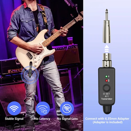 Wireless XLR Adapter System Dual Sender & Empfänger für Mikrofon Gitarre Mixer USA - Bild 6 von 14