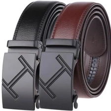 Business Men's Automatic Buckle Belt Cowskin Leather Waist Belt Suit Gift Jeans
