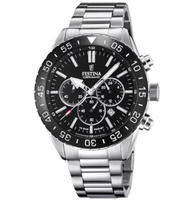 Festina Modell F20575/3 Schwarz Herren Armbanduhr Edelstahl Armband