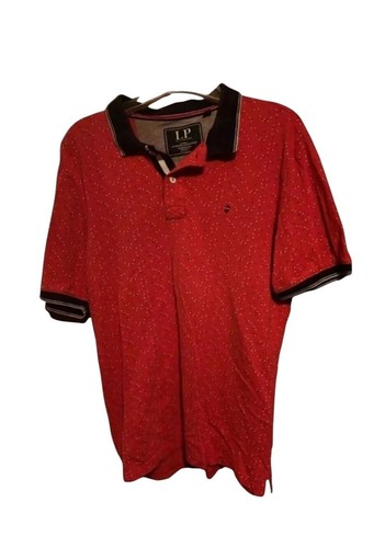 Louis Philppe Polo Shirt Red Color Black Trim XL-Large Slim Fit