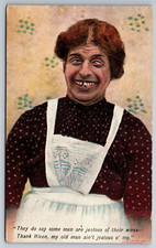 Vintage Postcard Humor Funny Cartoon Funny Looking Woman Bad Teeth c1910 ~11088