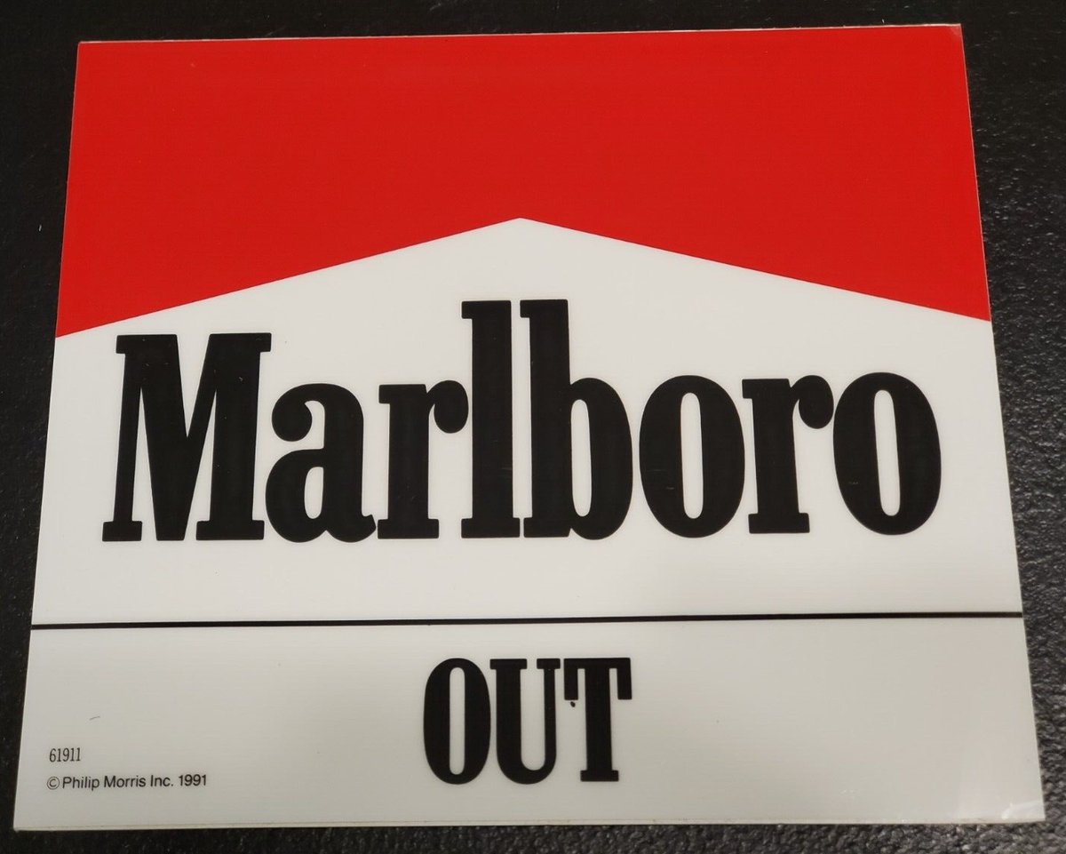 1991 New Vintage Marlboro Advertisement Sign Sticker For Door In