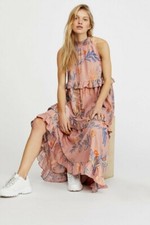 Free People Anita Tropical Printed Maxi Dress Size Small Desert Rose Combo