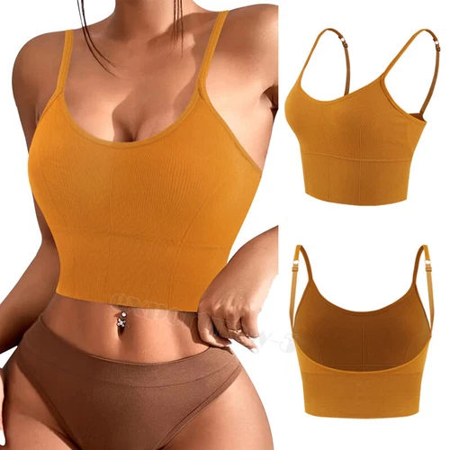 Women Strappy Sport Yoga Low U-Back Bralette Padded Bra Crop Top Cami Vest Tank - Bild 27 von 43
