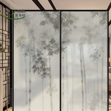 Bamboo Frosted Window Film Door Static Cling Glass Sticker Chinese Decals Decor
