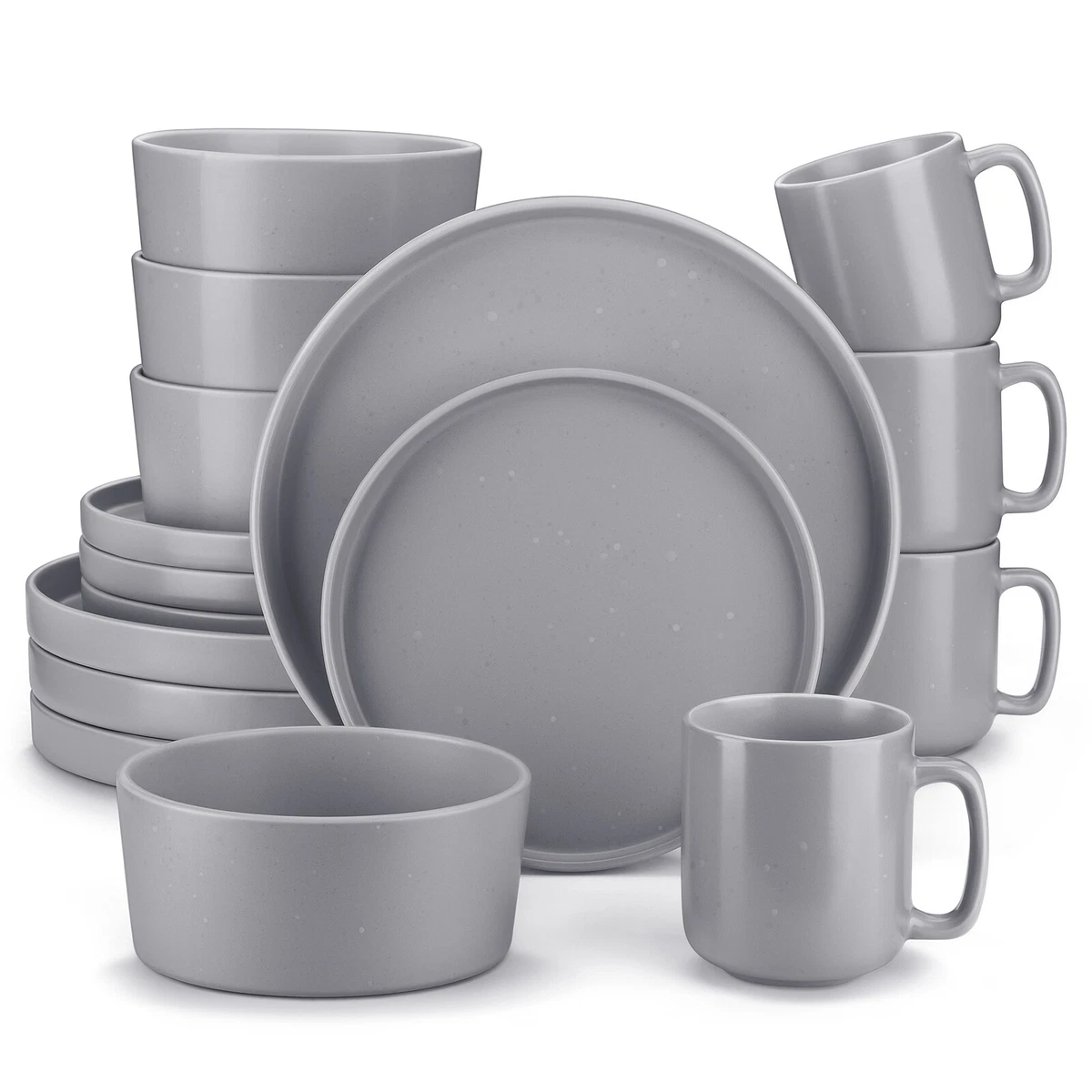 16 Piece Stoneware Dinnerware Set, Service for 4 (Set of 16) Vancasso Color: Gray