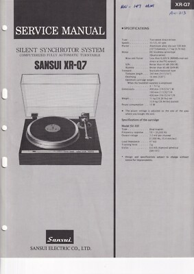Service Manual-Anleitung für Sansui XR-Q7 