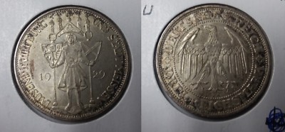 Rare 1929 Germany Large Silver 3 marks-Meissen-Nice #2