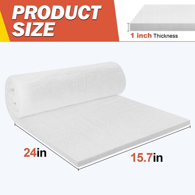 Ceramic Fiber Insulation, 1''Thick, 2600F Fireproof Insulation Blanket for Wood