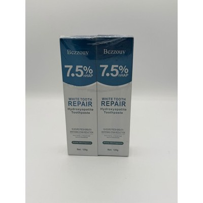 Bczzouv White Tooth Repair 7.5% nHAP Hydroxyapatite Toothpaste 120g 2-Pack Mint