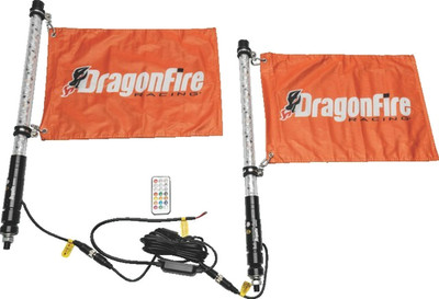 Dragon Fire Racing Clear 2 ft. Pair Spiral LED Lighted Whips Universal 522803