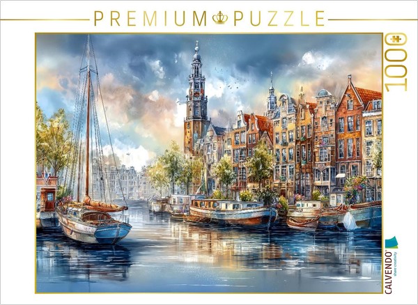 Calvendo Puzzle Amsterdam - Canal Impression | 1000 Pieces, Finished Size 25.2 ×-image