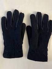 Vintage L.L. Bean Sta-Soft Deerskin Navy 100 Polyester Lined Ladies Gloves SzM