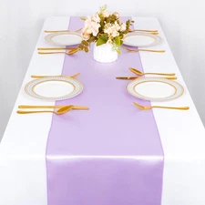 5 Packs Light Purple Table Runners 108 Inches Long Silky Polyester Fabric Sat...