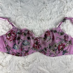Victoria's Secret Dream Angels Pink Floral Embroidered Unlined Demi Bra 36D NWT