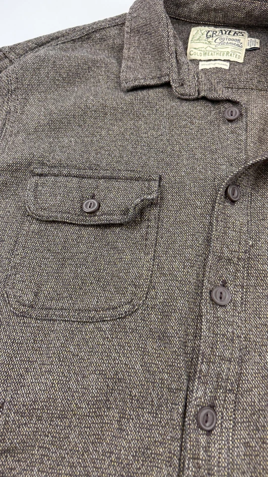 Grayers Shacket 男式大号棕色人字形夹克寒冷天气棉口袋 — 第 4/4 张图片