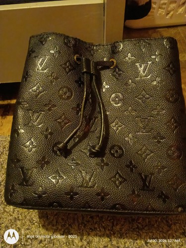 Louis Vuitton Black Monogram Embossed Bucket Drawstring Bag Gold Hardware