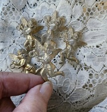 Five Miniature Gold Plastic Angel Christmas Ornaments Mini Tree Decorations