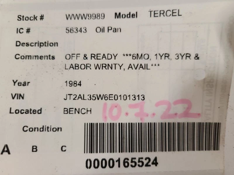 Oil Pan Station Wgn Fits 82-88 TERCEL 627057 - Image 3 of 3