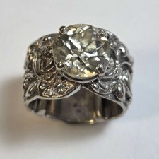 vintage engagement ring natural diamond 14k white gold