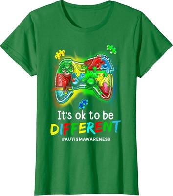 Autism Awareness Video Game Month Lover Player Gamer Ladies' Crewneck T-Shirt
