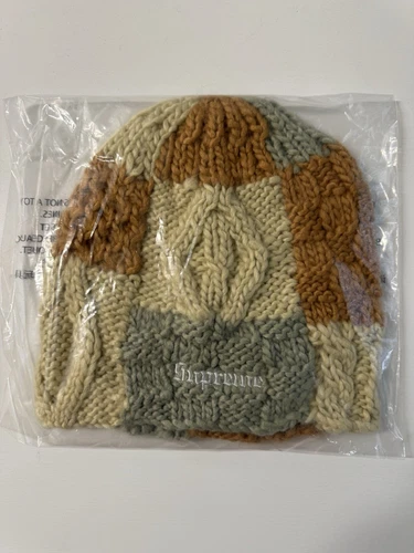 Supreme SS25 Bonnet Tricot Bloc Tricoté Main Poly Tan Marron Taille Unique Neuf EN MAIN