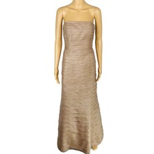 Pinky & Me Women Formal Gown Light Brown Maxi Dress Size 8 Tiered Flared
