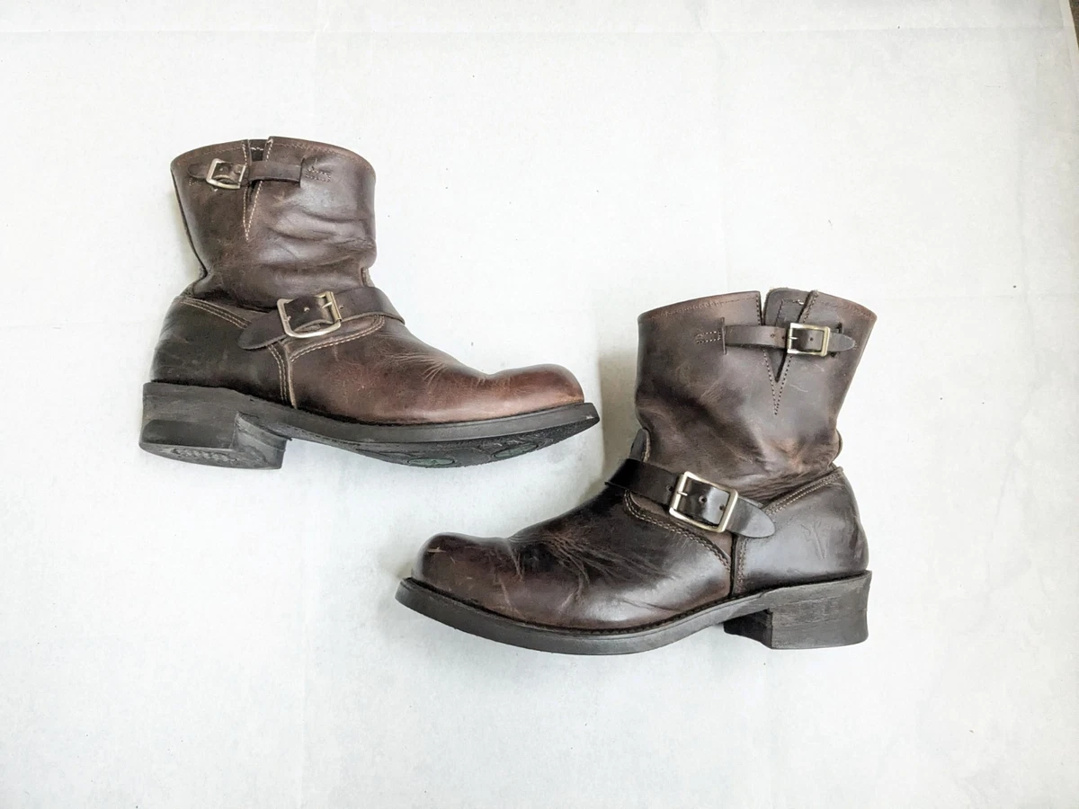 Frye Men’s Engineer Buckle Boots Brown Leather Pull On Vintage Style Size 11.5 M Frye Engineer Boots Brown Leather Men 13 M Buckle Rubber USA  main image 2