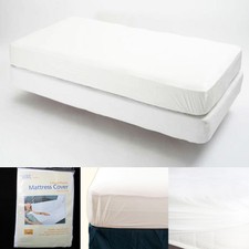 Twin Size Fitted Mattress Cover Vinyl Waterproof Allergy Dust Bug Protector New