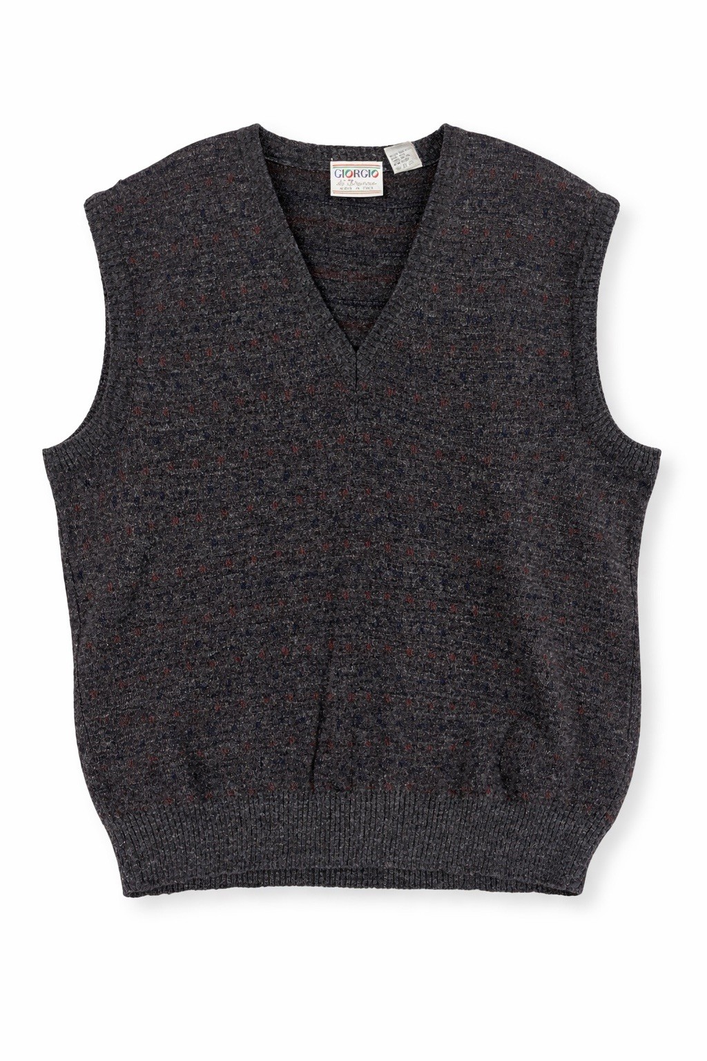 Mens Sweater Vest GIORGIO DI FIRENZE Italy Large Gray Wool Blend Vintage