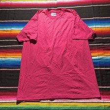 Vintage 80s 90s Single Stitch Made In USA Hot Pink Hanes Blank Shirt Men’s SZ L